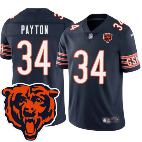 Bears #34 Walter Payton Tackle Twill Jersey -Navy with 2023 Bear Head Logo Patch