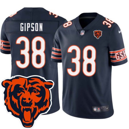 Bears #38 Tashaun Gipson Tackle Twill Jersey -Navy with 2023 Bear Head Logo Patch